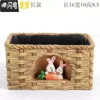 三维工匠大号特大号口径蘑菇房子小号可爱少女心延禧微景观多肉花盆器拼盘 大号萝卜兔长盆 中等花盆容器