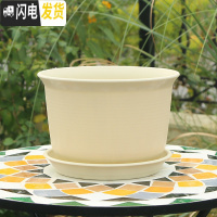 三维工匠加厚防陶瓷花盆绿萝吊兰专用大号塑料盆创意 个性北欧简约带托盘 B款米色 中小花盆容器