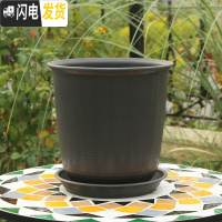 三维工匠加厚防陶瓷花盆绿萝吊兰专用大号塑料盆创意 个性北欧简约带托盘 A款深灰色 特小花盆容器