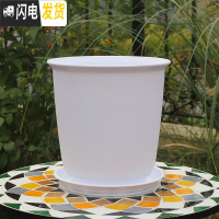 三维工匠加厚防陶瓷花盆绿萝吊兰专用大号塑料盆创意 个性北欧简约带托盘 A款白色 中等花盆容器