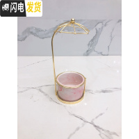 三维工匠ins北欧小清新多肉陶瓷小花盆创意个性室内好看铁艺简约客厅摆件 伞形架+粉盆 中花盆容器