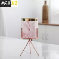 三维工匠ins北欧小清新多肉陶瓷小花盆创意个性室内好看铁艺简约客厅摆件 金边粉盆+金属架 中花盆容器