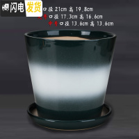 三维工匠陶瓷花盆简约绿萝白色桌面透气花盆带陶瓷托盘 101木绿白(配陶瓷托盘) 特大花盆容器