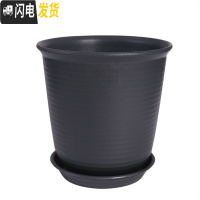 三维工匠仿陶瓷塑料花盆大号加厚阳台绿植创意绿萝盆栽多肉盆 送托盘 高款灰黑色 1号[口径14cm]花盆容器