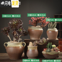 三维工匠多肉花盆大号老桩创意个性大口径粗陶透气陶瓷肉肉植物盆 SU本粗陶001组合5个 中等花盆容器