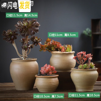三维工匠多肉花盆大号老桩创意个性大口径粗陶透气陶瓷肉肉植物盆 SU本粗陶005组合4个 中等花盆容器