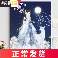三维工匠2019年5D钻石画满钻新款十字绣卡通2020女孩卧 [90*120cm麋鹿仙女]5D魔方圆钻[满钻全贴更漂亮]