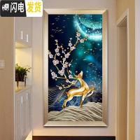 三维工匠2019年新款5D钻石画发财鹿竖版玄关点手工十字绣水晶满 异形钻、满钻[70*130cm]免费补钻、钻量多30