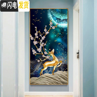 三维工匠2019年新款5D钻石画发财鹿竖版玄关点手工十字绣水晶满钻砖石 画+金色框[50*90cm]免费补钻、八折优惠!