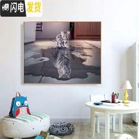 三维工匠心有猛虎小件5D钻石画满钻可爱猫咪老虎水晶手工十字绣2 满钻全贴[70*88厘米]如需定制配套画框,请联系客服哦