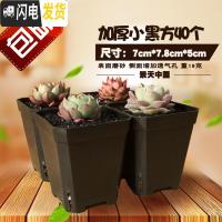 三维工匠加厚小黑方十方7cm10cm彩色塑料多肉花盆加仑盆大号托盘 加厚黑色七方40个 中等花盆容器