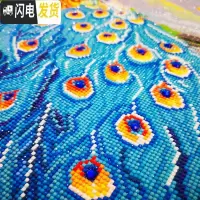 三维工匠钻石画2019新款大幅客厅满钻花开富贵孔雀贴砖自己手 满钻[炫彩魔方钻+异形钻]尺寸280*120cm加钻十字绣