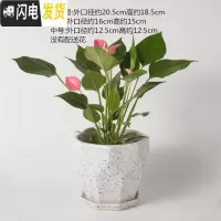 三维工匠陶瓷花盆北欧特大号中号简约桌面多肉盆栽绿萝吊兰带托盘 浅灰色228石纹浅灰色 中等花盆容器