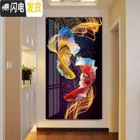 三维工匠2019新款5d钻石画满钻客厅鲤鱼十字绣竖版玄关水 [AB彩钻]70*120cm[免费补钻/配套金属框联系客服]