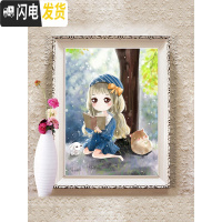 三维工匠2019新款十字绣线绣卡通女孩小件客厅卧室小幅简约现代简单儿童房 [中格三股绣][54*72厘米满绣棉线]