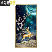 三维工匠北欧简约钻石画2019年新款现代5d满钻发财麋鹿玄关 满钻[90*170cm]钻量多配30送全套工具包免十字绣