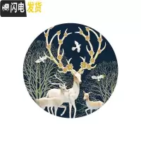 三维工匠钻石画2020新款满钻5d客厅玄关圆形发财麋鹿水晶 满钻全贴[100*100cm]送全套工具包,免费补钻,十字绣