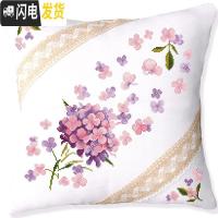 三维工匠十字绣抱枕情侣一对2019新款线绣小件手工家用自己绣客厅枕头套 [国产生态棉3股][单个型号7190][无枕芯]