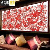 三维工匠蒙娜丽莎富贵有余剪纸十字绣九条九鱼图年年有余2019线绣新款简单 [棉线-3股线]120*45厘米[赠退运险]