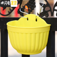 三维工匠挂式花盆简约加厚树脂塑料吊盆挂盆吊兰花盆垂吊绿萝月季玫瑰花盆 黄色6个(配挂钩) 大号[口长20.5CM花盆容器