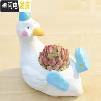 三维工匠zakka田园多肉花盆可爱卡通动物花盆鲸鱼花园派对创意小花盆套餐 乳白色哒克+蓝苹果 小花盆容器