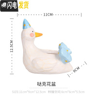 三维工匠zakka田园多肉花盆可爱卡通动物花盆鲸鱼花园派对创意小花盆套餐 米白色哒克单盆 小花盆容器