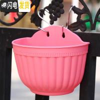 三维工匠挂式花盆简约加厚树脂塑料吊盆挂盆吊兰花盆垂吊绿萝月季玫瑰花盆 粉色6个(配挂钩) 大号[口长20.5CM花盆容器