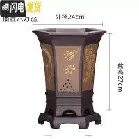 三维工匠精品紫砂花盆兰花盆君子兰盆景盆室内大号古典六方带托盘陶瓷花盆 描金六方灰色 大花盆容器