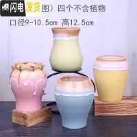 三维工匠多肉花盆陶瓷大号大口径肉肉紫砂粗陶多肉盆简约家用花盆 TM-X17四色一组 中等花盆容器