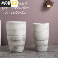 三维工匠北欧高筒陶瓷花盆特大大 大号家用创意君子兰盆景阳台托盘室 圆筒286[送托盘、垫片] 大花盆容器