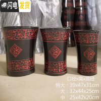 三维工匠北欧高筒陶瓷花盆特大大 大号家用创意君子兰盆景阳台托盘室 红福-黑色[送托盘、垫片] 大花盆容器