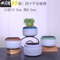 三维工匠多肉花盆陶瓷大号大口径肉肉紫砂粗陶多肉盆简约家用花盆 TM-1010四色一组 中等花盆容器