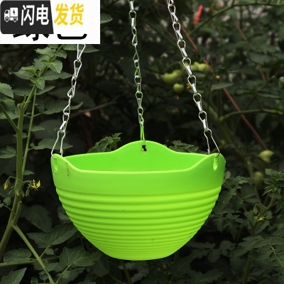 三维工匠吊兰花盆组合套餐大号绿萝挂盆送挂钩垂吊悬挂式塑料树脂吊篮花盆 绿色6个[送配件] 小号(口径20cm)花盆容器