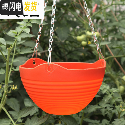 三维工匠吊兰花盆组合套餐大号绿萝挂盆送挂钩垂吊悬挂式塑料树脂吊篮花盆 砖红色6个[送配件] 小号(口径20cm)花盆容器