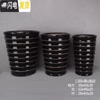 三维工匠北欧高筒陶瓷花盆特大大 大号家用创意君子兰盆景阳台托盘室 螺纹-黑色[送托盘、垫片] 特大花盆容器