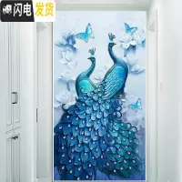 三维工匠5D钻石画满钻2019年新款客厅玄关孔雀凤凰点砖水 [画+框][比翼孔雀60*100厘米]免去裱框烦恼,组十字绣