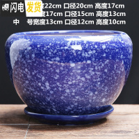 三维工匠花盆陶瓷大号特大号家用多肉小花盆塑料紫砂绿萝吊兰兰花 米白色单个蓝色经典花盆 中等花盆容器