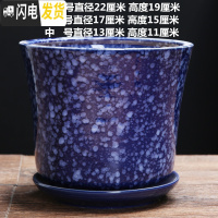 三维工匠花盆陶瓷大号特大号家用多肉小花盆塑料紫砂绿萝吊兰兰花 红色单个瘦腰深蓝花盆 特大花盆容器