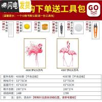 三维工匠十字绣客厅2019新款线绣小幅火烈鸟卧室情侣一对手工简 生态棉线绣新款[单件4087][送工具包]53*75厘米