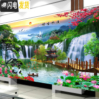 三维工匠十字绣2020新款线绣客厅满绣风景流水生财自己绣手工家用简单刺绣 棉线150*70cm[满绣]三股绣送全套工具