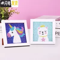 三维工匠钻石十字绣儿童2019新款5d钻石画满钻带框砖石绣工具小件小幅 AT021[圣诞麋鹿15*15]送相框+点钻工具