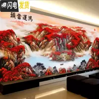 三维工匠印花十字绣2019线绣新款鸿运当头客厅大幅山水画流水生财 中格棉线150×66CM印花三股绣