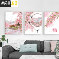 三维工匠十字绣客厅2019新款线绣小幅手工自己绣清新简约现 生态棉线绣新款[单件6500十里桃花1][送工具包]50*6