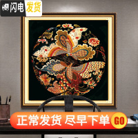 三维工匠十字绣客厅2019小件新款中式凤凰小幅简单绣线绣满绣 自己绣 手工 [菊花]中格60X60cm丝线