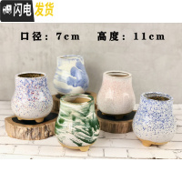 三维工匠粗陶多肉花盆大口径拼盘套装组合透气多肉花盆绿萝陶瓷 桔红色三角八个组 15*8花盆容器