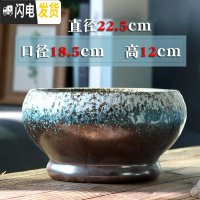 三维工匠铜钱花盆水仙花睡莲碗莲无孔家用陶瓷水养水培多肉大号 雪花蓝柱形(无孔) 大花盆容器