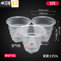 三维工匠美莳控根花盆石斛专用盆 透气 洋兰花盆蝴蝶兰盆塑料花盆创意透明 3只口径12cm透明盆带空气柱 小花盆容器