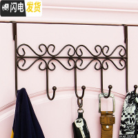 三维工匠铁艺后挂钩免钉上挂衣架挂钩置物架卧室衣帽钩卫生间无痕钩 门挂式--五钩--黑色[买2送1]