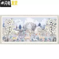 三维工匠2019新款钻石画满钻客厅点贴钻孔雀十字绣发财麋鹿 [满钻]200*85厘米(炫彩满钻-钻量多30-送9钻笔)