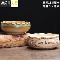 三维工匠多肉花盆陶瓷带托盘粗陶复古素烧紫砂家用创意大小简约 善根两个拼盘 小花盆容器